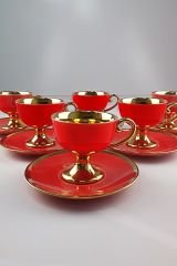 Kosova Porselen 6'lı Fincan Takımı Kırmızı İST 76