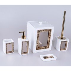 By Selim Veroni  Polyester Banyo Seti - Beyaz/Altın