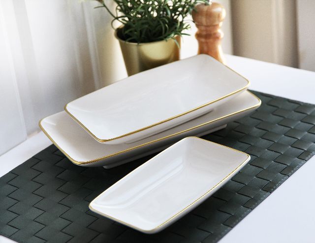 Gönül Kayık Tabak 3'lü Beyaz Gold G2801