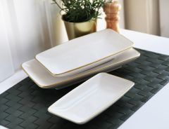 Gönül Kayık Tabak 3'lü Beyaz Gold G2801