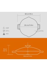 Lava Kızartma Tavası Döküm Yuvarlak Turuncu 30 Cm Stv 30