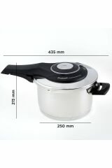 Jumbo Procook Siyah Açık Gri Paslanmaz Çelik 6 Lt Düdüklü Tencere