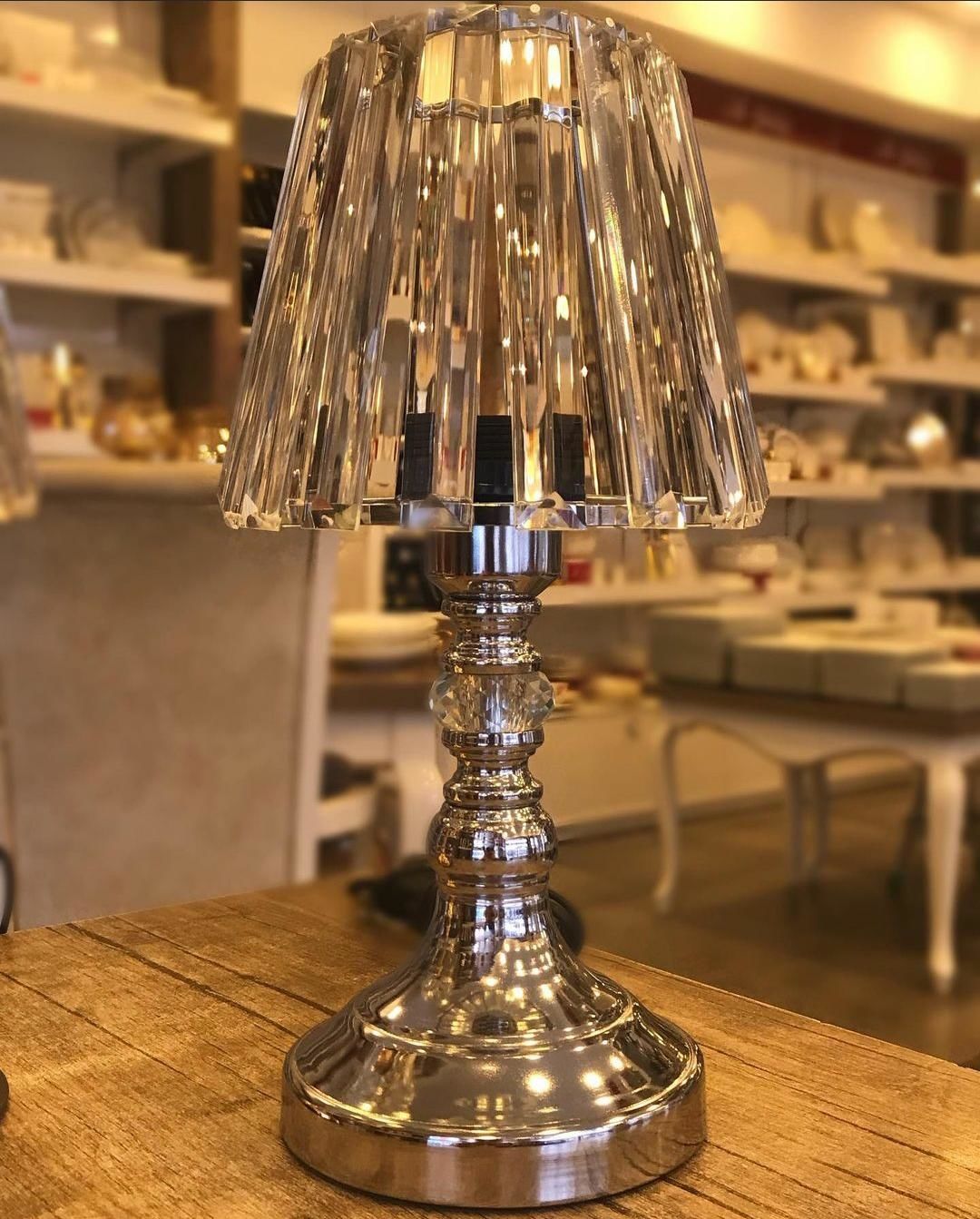 Decovien Abajur Kristal Camlı Gümüş G90A