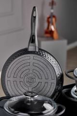 Taç 7 Parça Gurme Döküm Tencere Seti Siyah