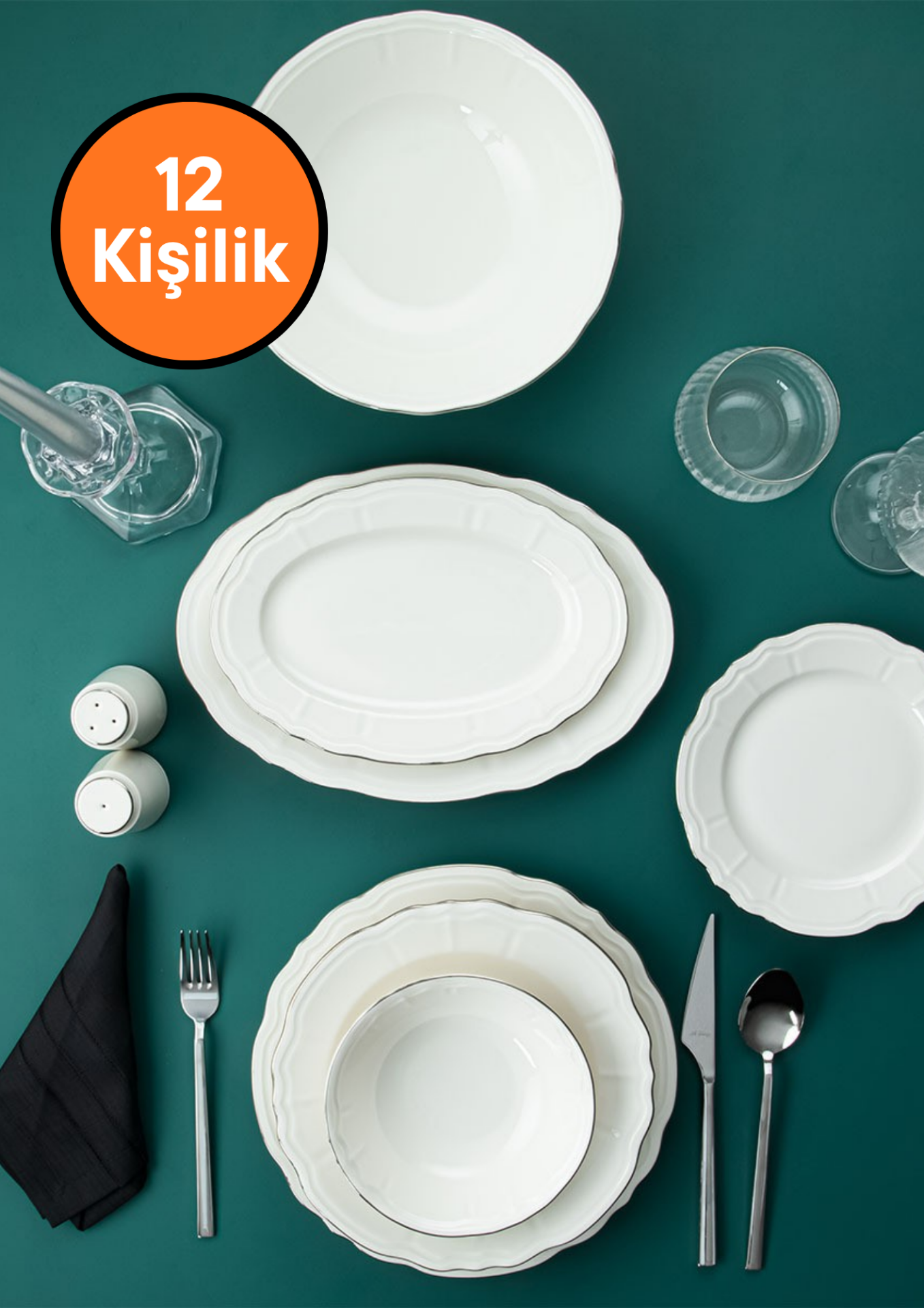 Aryıldız 60 Parça Tiffany Yemek Takımı Platin AR262405