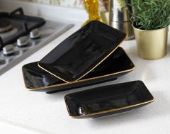 Gönül Kayık Tabağı 3'lü Siyah Gold G2824