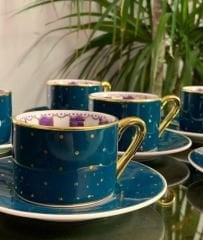Kosova Bone China 6 Kişilik Yeşil Kahve Takımı FNC-25