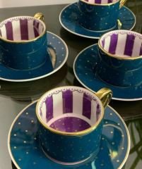 Kosova Bone China 6 Kişilik Yeşil Kahve Takımı FNC-25