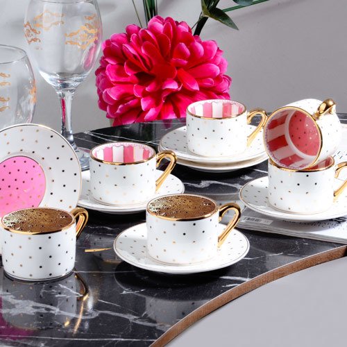 Kosova Bone China 6 Kişilik Beyaz Kahve Takımı FNC-26