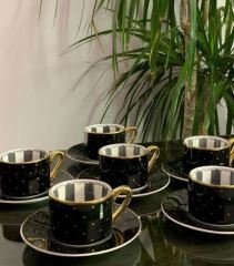 Kosova Bone China 6 Kişilik Siyah Kahve Takımı FNC-27