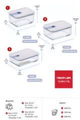 Neoflam Perfect Seal 7 Parça Cam Saklama Kabı Seti D-NEOPS7PS