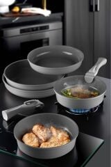 Neoflam 7 Parça Midas Tava Seti İndüksiyon Gri D-NEOMDS7I-07