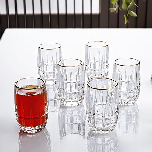 Kosova Kristal Kahve Yanı Bardağı 6 lı Gold 030