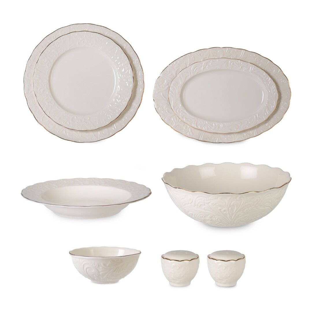 İpek Porselen 55 Parça Pera Yemek Takımı Altın