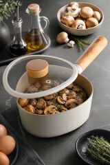 Neoflam Fika Apex Cam Kapaklı Sos Tenceresi 18 cm Bej NEOFX218