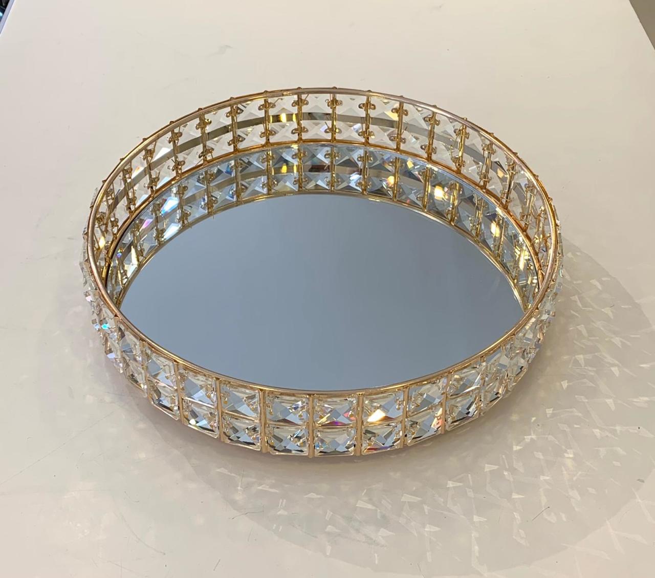 Aymet Tepsi Aynalı Yuvarlak Taşlı Gold AYM3064A K8