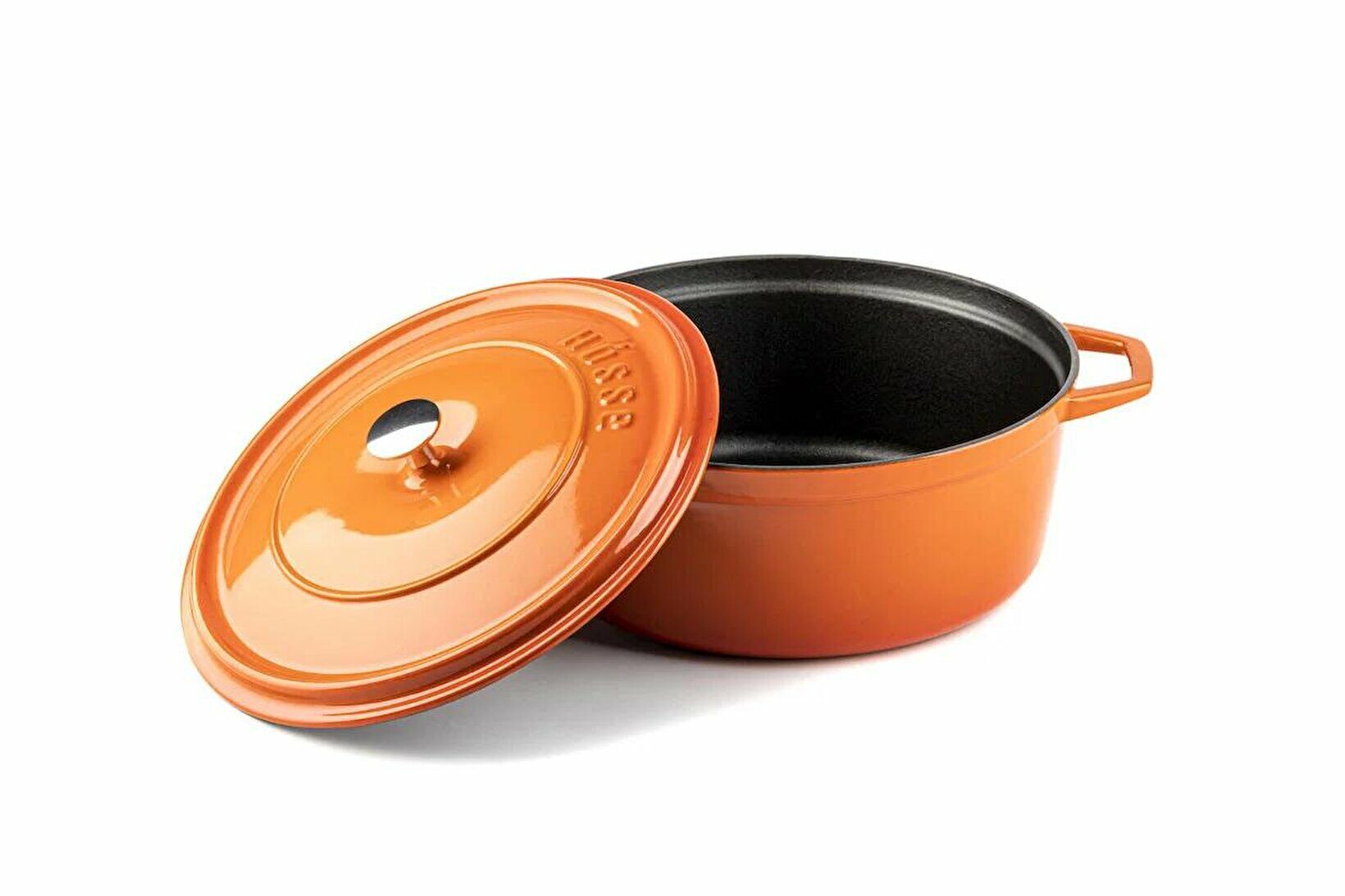 Hosse 28 Cm Demir Döküm Derin Tencere Turuncu Hs-Dtc28/T