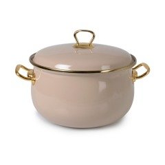 İpek 22 Cm Emaye Derin Bombe Tencere Bej