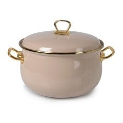 İpek 24 Cm Emaye Derin Bombe Tencere Bej