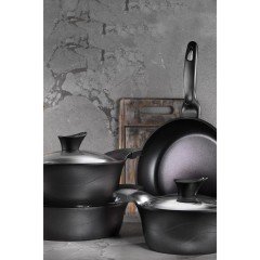 Kütahya 7 Parça Lıdya Granit Tencere Seti Siyah