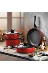Aryıldız 7 Parça Montana Tencere Seti Kırmızı