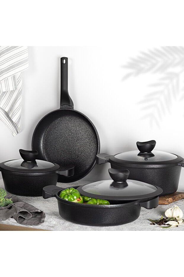 Aryıldız 7 Parça Montana Tencere Seti Siyah