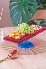 Glore Sunumluk Fleur Ayaklı Dikdörtgen Pembe Turkuaz 83326