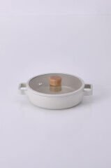Neoflam Fika Cam Kapaklı Alüminyum Sahan 20 Cm Bej D-neof120sh
