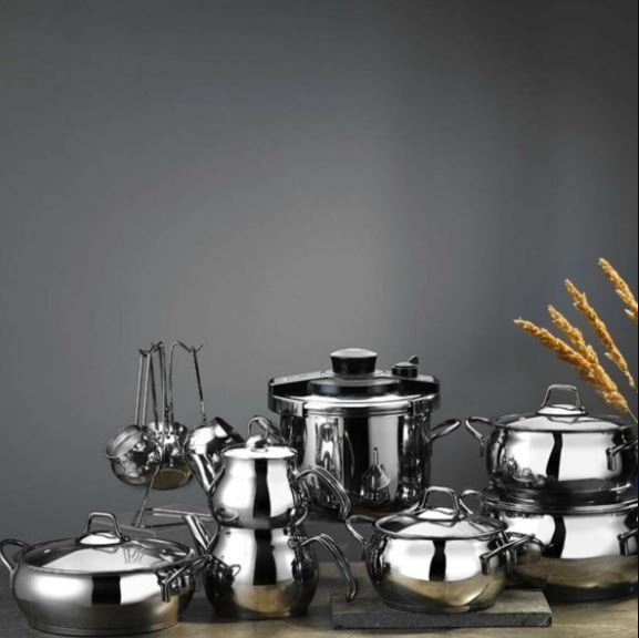 Kütahya 18 Parça Çeyiz Tencere Seti Çelik Kulp