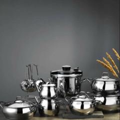 Kütahya 18 Parça Çeyiz Tencere Seti Çelik Kulp