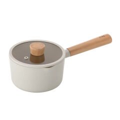 Neoflam Fika Cam Kapaklı Alüminyum Döküm Süt Tavası 16 Cm Bej D-neof216