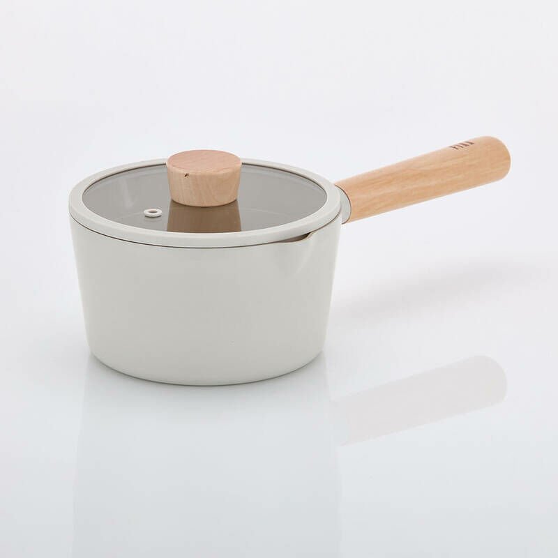 Neoflam Fika Cam Kapaklı Alüminyum Döküm Süt Tavası 16 Cm Bej D-neof216