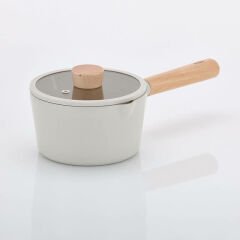 Neoflam Fika Cam Kapaklı Alüminyum Döküm Süt Tavası 16 Cm Bej D-neof216