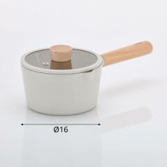 Neoflam Fika Cam Kapaklı Alüminyum Döküm Süt Tavası 16 Cm Bej D-neof216