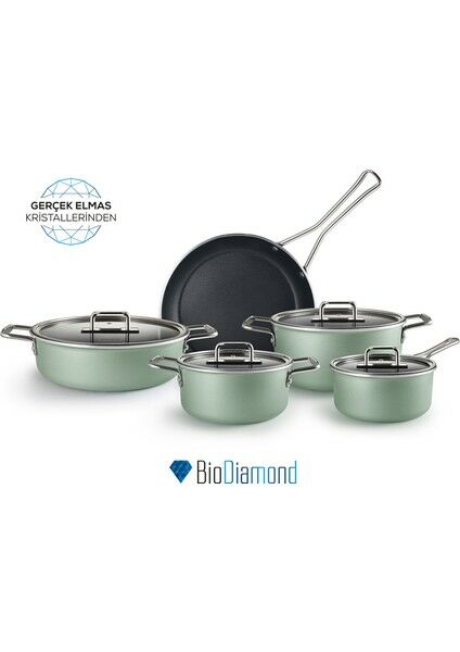 Karaca Mastermaid Biodiamond 9 Parça Tencere Seti Cabbage Green