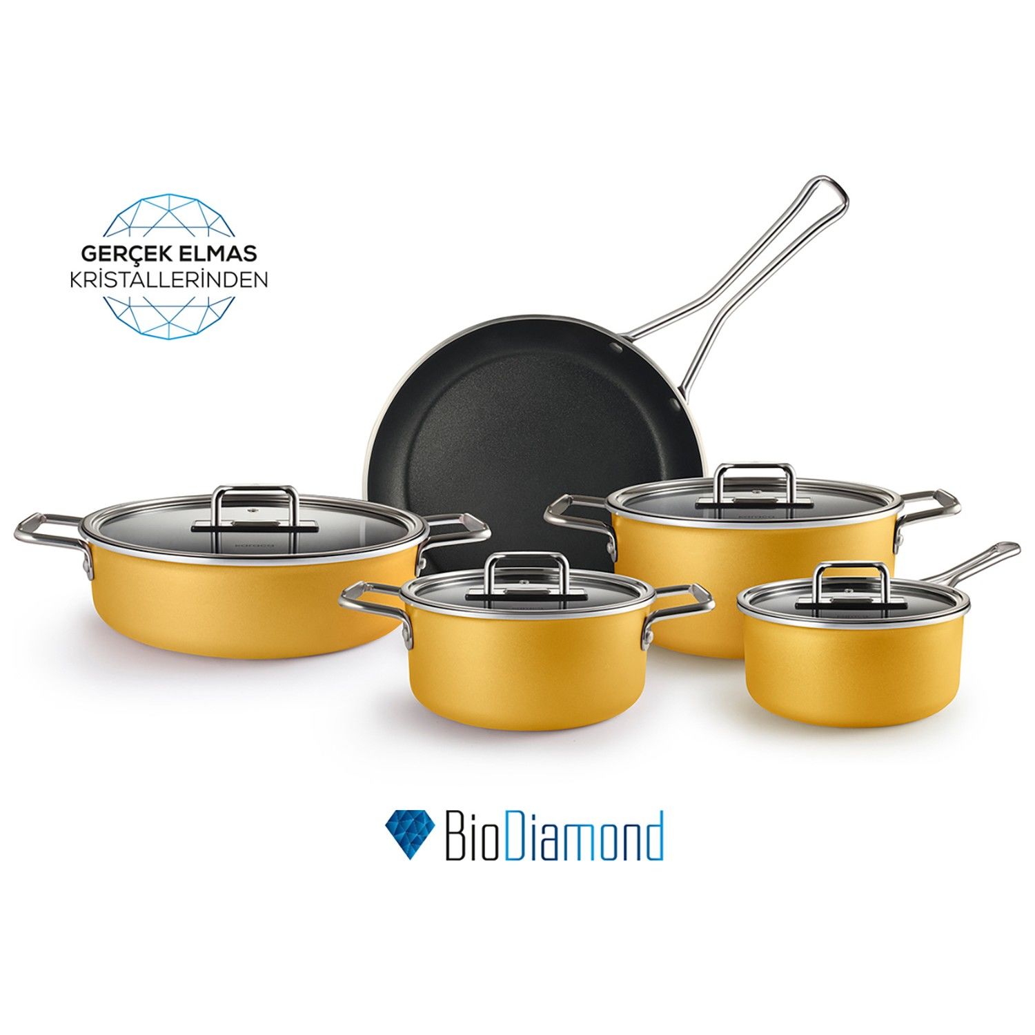 Karaca Mastermaid Biodiamond 9 Parça Tencere Seti Yellow