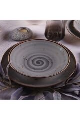 Tulu Porselen 24 Parça Deniz Yemek Takımı Antrasit TL4039014