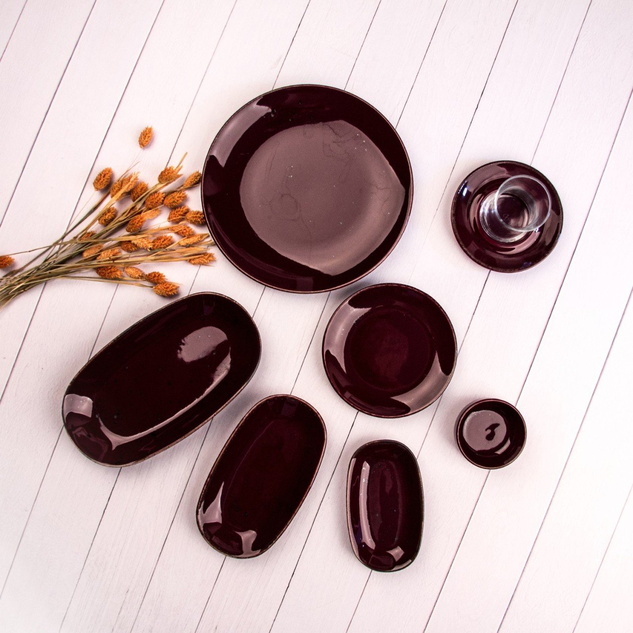 Marianna 36 Parça Rustik Kahvaltı Takımı 22-Mürdüm