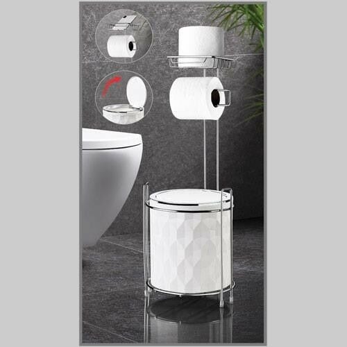 Kosova Prizma Wc Kağıtlık Standlı Krom / Beyaz DMD-120