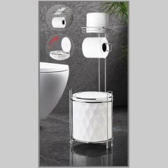 Kosova Prizma Wc Kağıtlık Standlı Krom / Beyaz DMD-120